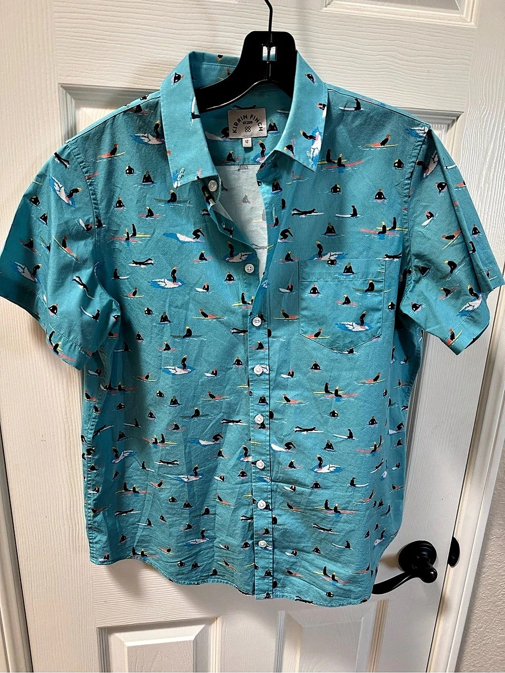 Kirin Finch Printed Cotton Button-Down Shirt Size 12